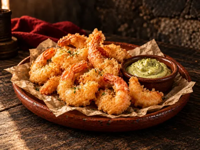 Langostinos shrimp con mayonesa de aguacate