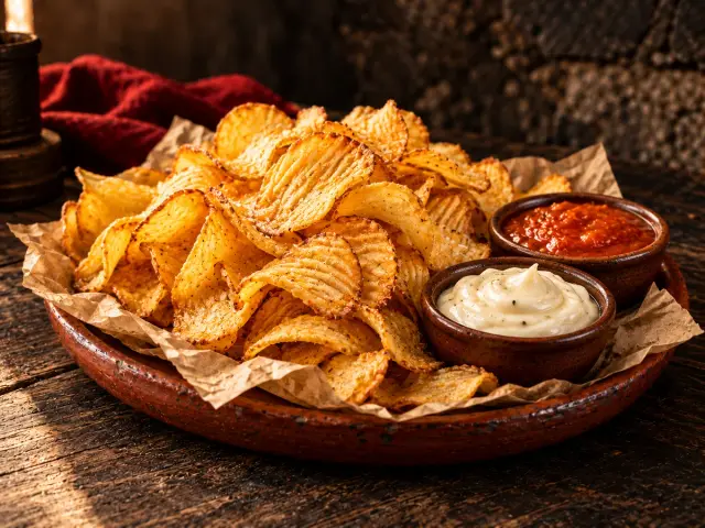 Patatas teja con salsas